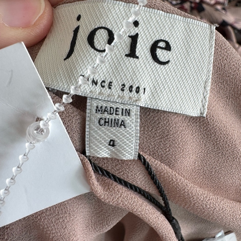JOIE $448 Floral Satin Wrap Style Mini Ronnie Fringe Belt Dress NWT - Picture 7 of 9
